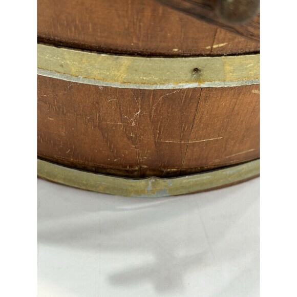 Vintage Shaker Wood Sewing Box with Swing Handle Storage Brass Banded Lid - Picture 7 of 16